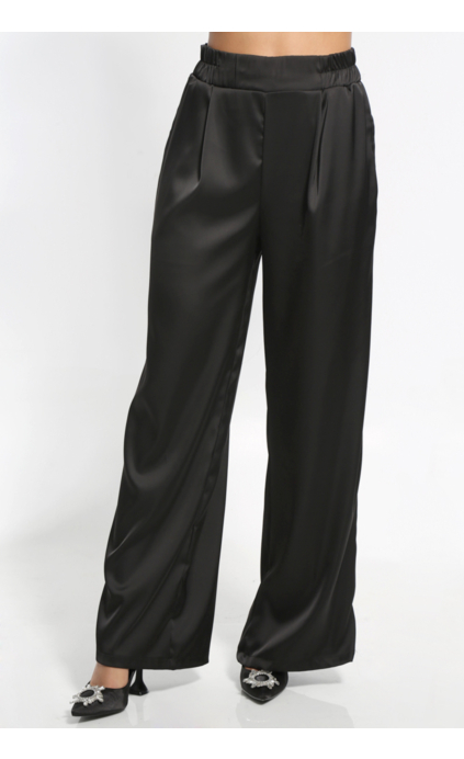 WIDE BLACK SATIN PANTS