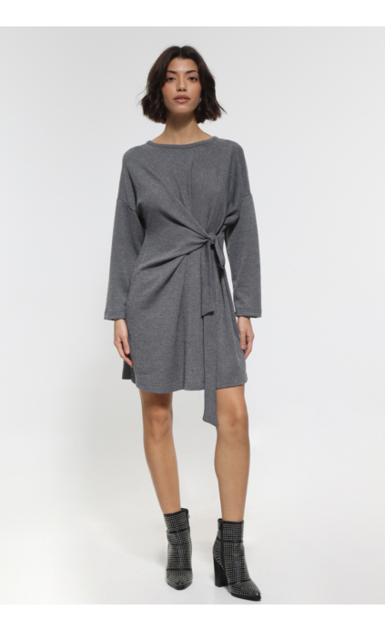 GRAY MINI LONG SLEEVED DRESS