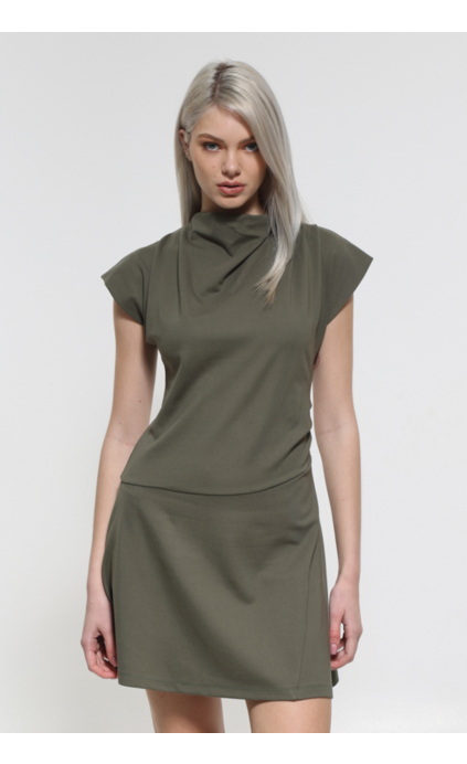 MINI FULL BODY SLEEVELESS KHAKI DRESS