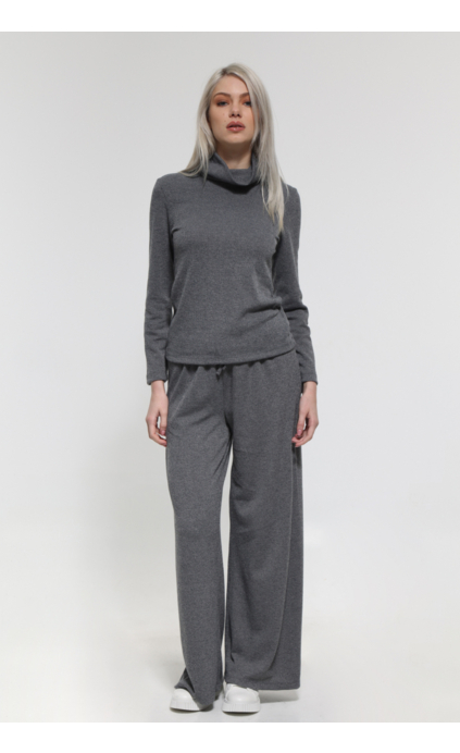 GRAY PANTS WITH ELASTIC WAIST