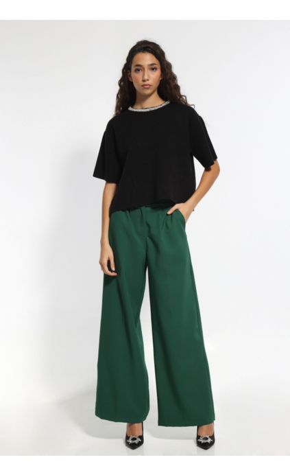 GREEN WIDE PANTS WITH POCKETS