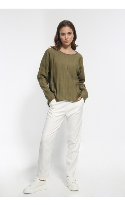 COMFORTABLE OIL LONG SLEEVED BLOUSE