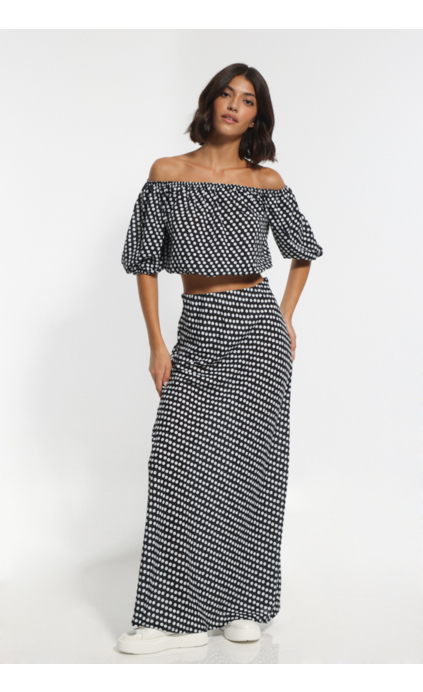 SPOTTED MAXI SKIRT