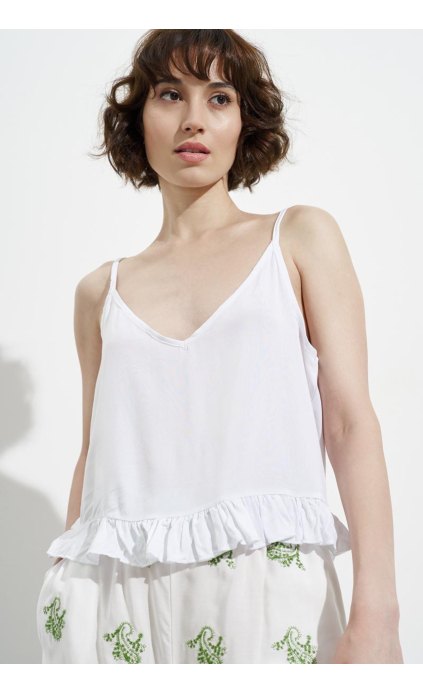 TOP WITH STRAPS, WHITE