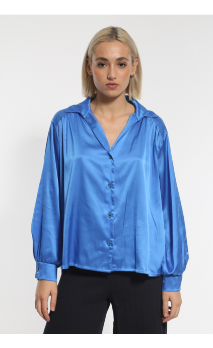 BLUE ROYAL SATIN LONG SLEEVE SHIRT