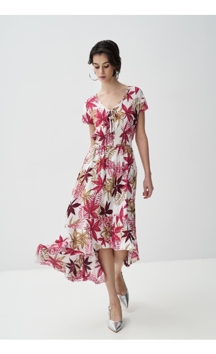 Μάξι Floral Ασύμμετρο Φόρεμα 