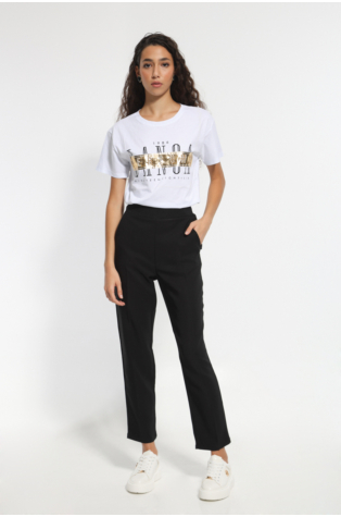 WHITE T-SHIRT WITH GOLD LOGO