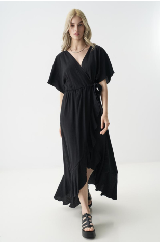 MAXI V BLACK DRESS