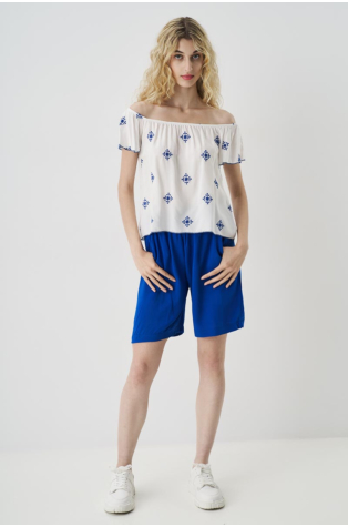 OPEN BLOUSE WITH BLUE EMBROIDERY