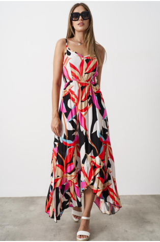 MAXI MULTICOLOR DRESS WITH STRAPS