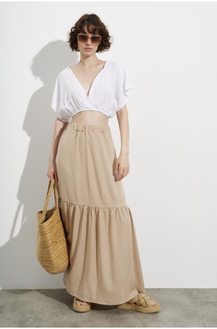 MAXI SKIRT WITH ELASTIC WAIST AND LINING