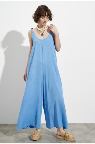 LINEN JUMPSUIT, LIGHT BLUE