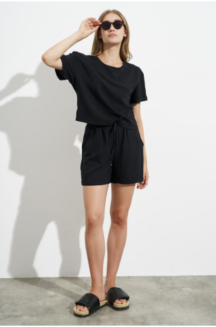 TWO PIECES SET WITH SHORTS BLACK
