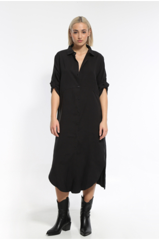 BLACK WIDE LONG SLEEVED DRESS