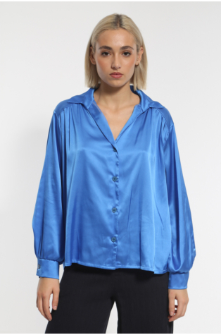 BLUE ROYAL SATIN LONG SLEEVE SHIRT