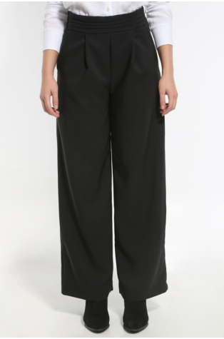 WIDE BLACK PANTS WITH ELASTIC WAIST AND SIDE ZIPPER