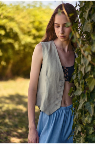 CASUAL VEST WITH BUTTONS, OLIVE