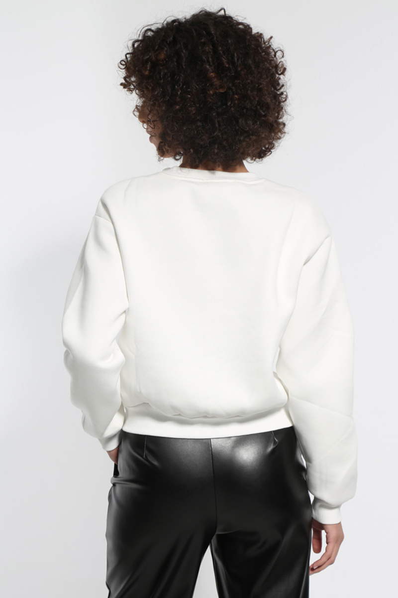 WHITE SWEATSHIRT WITH DETAILS