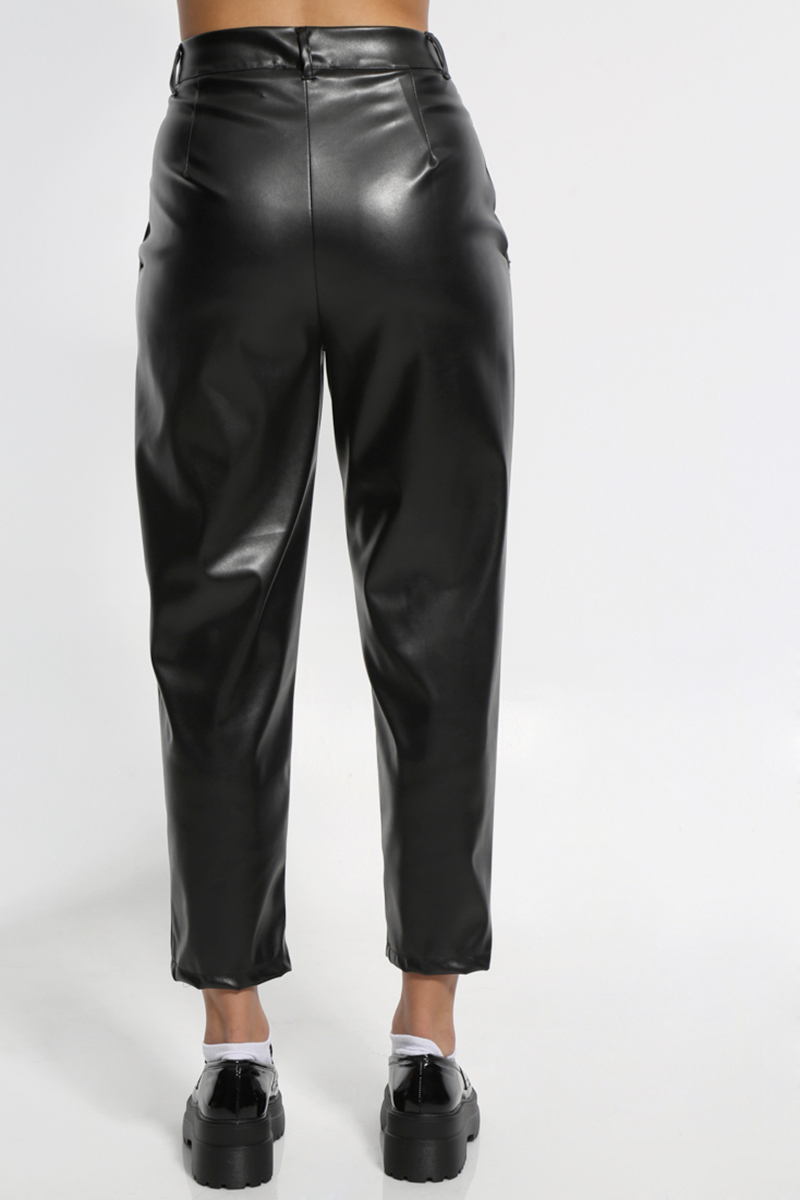 BLACK LEATHER LOOK PANTS