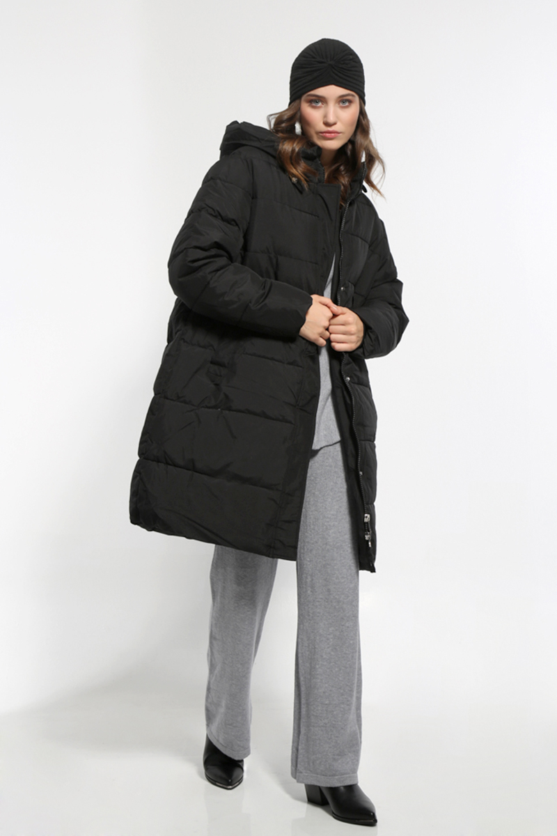 BLACK LONG JACKET WITH HOOD