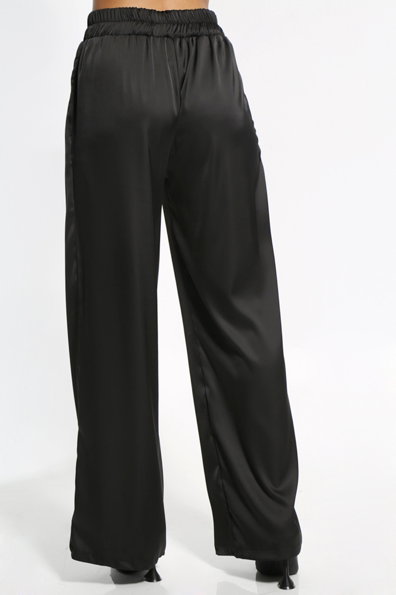 WIDE BLACK SATIN PANTS