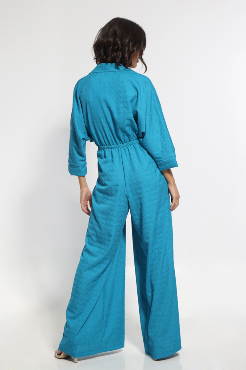 WIDE LONG SUIT IN PETROL COLOR WITH ZIPPER