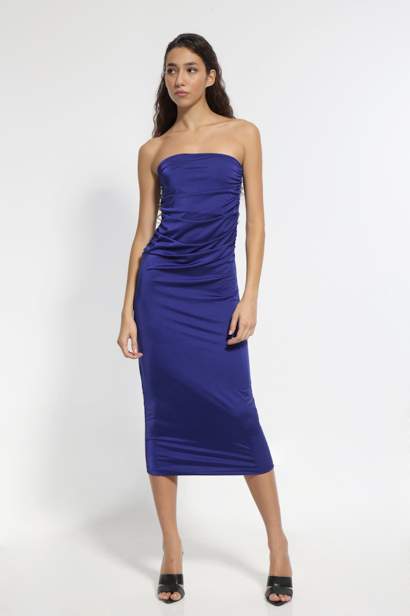 PURPLE SATIN MAXI SLEEVELESS DRESS 