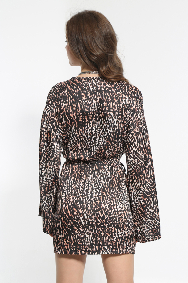 LONG SLEEVED ANIMAL PRINT DRESS