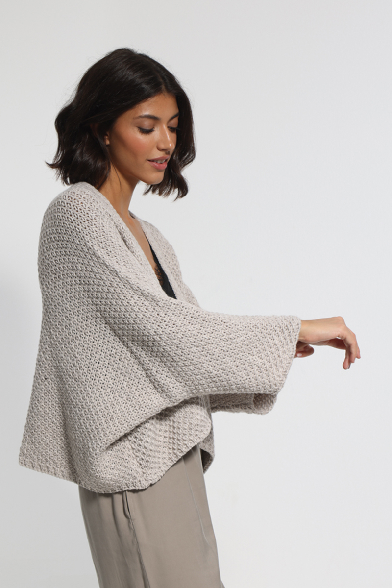 ECRU KNIT JACKET WITH POCKETS