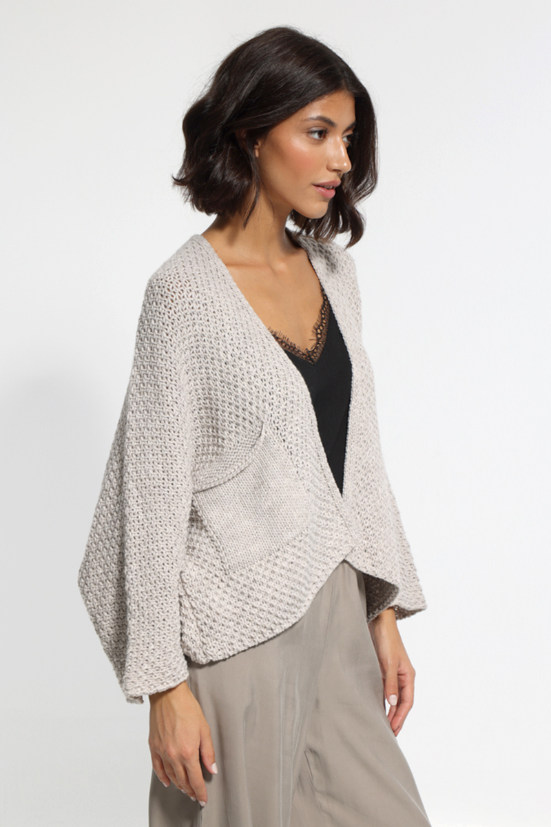 ECRU KNIT JACKET WITH POCKETS