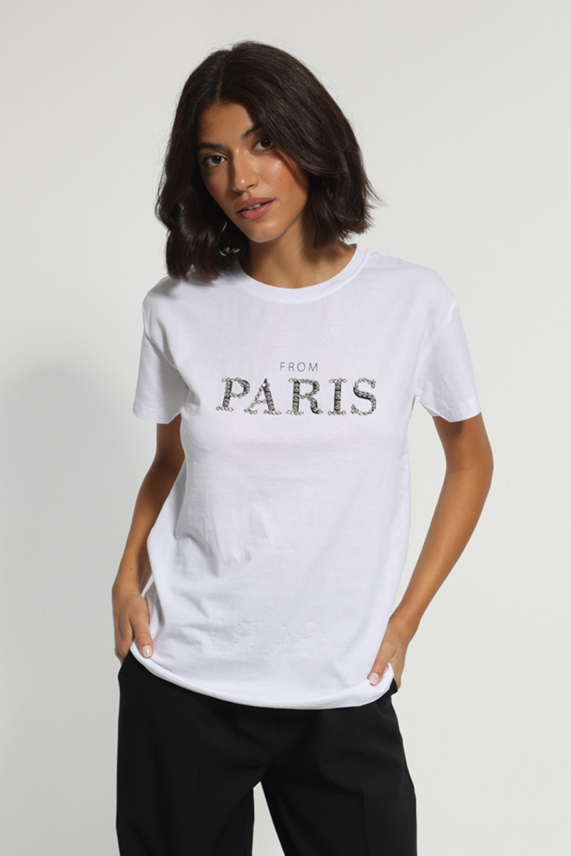 SHORT SLEEVE WHITE T-SHIRT WITH LOGO