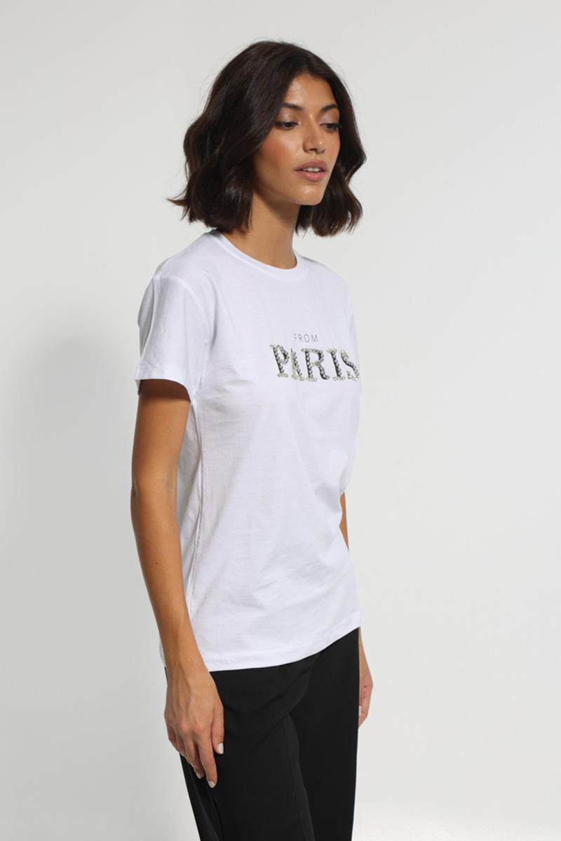 SHORT SLEEVE WHITE T-SHIRT WITH LOGO