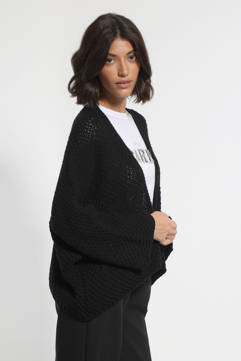 BLACK KNIT JACKET WITH POCKETS