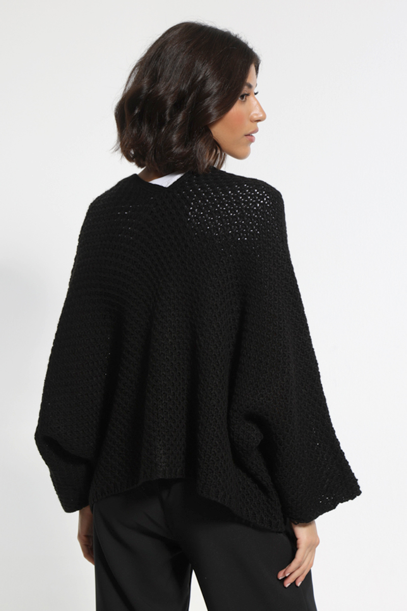 BLACK KNIT JACKET WITH POCKETS