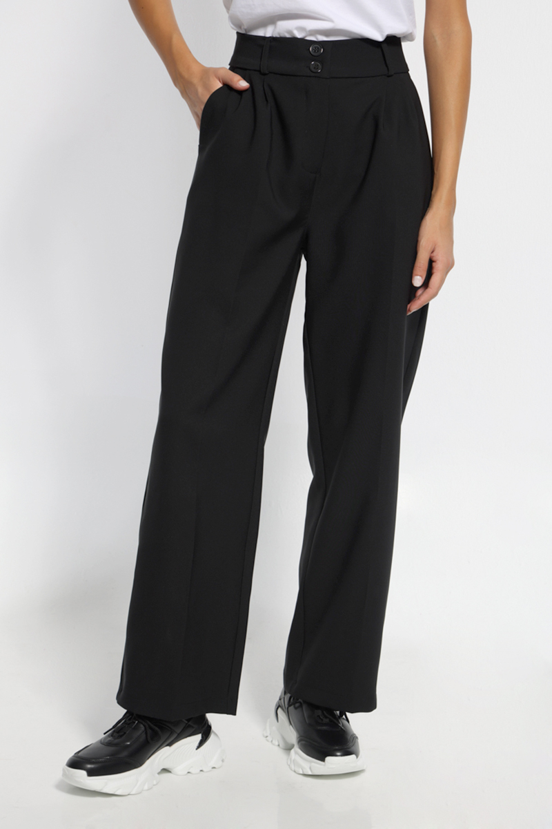 BLACK WIDE PANTS WITH BUTTONS