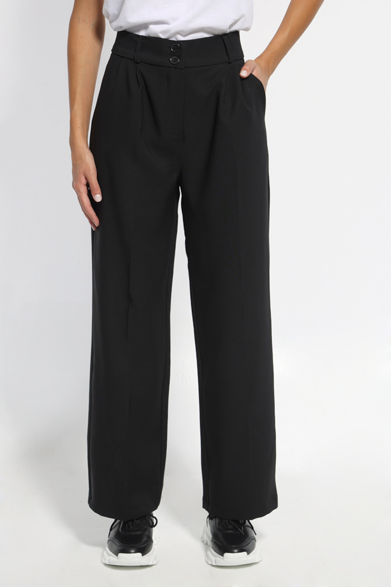 BLACK WIDE PANTS WITH BUTTONS