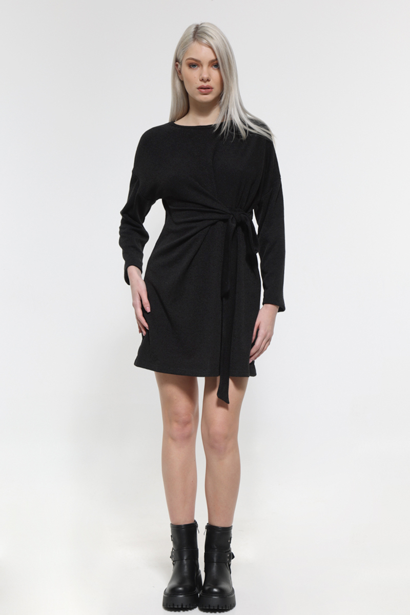 BLACK MINI LONG SLEEVED DRESS