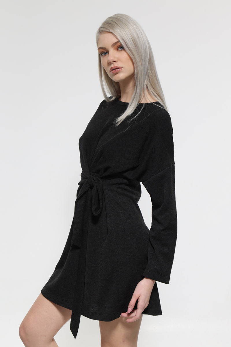 BLACK MINI LONG SLEEVED DRESS