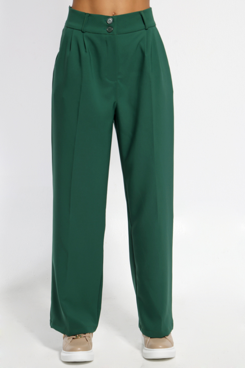 GREEN WIDE PANTS WITH BUTTONS