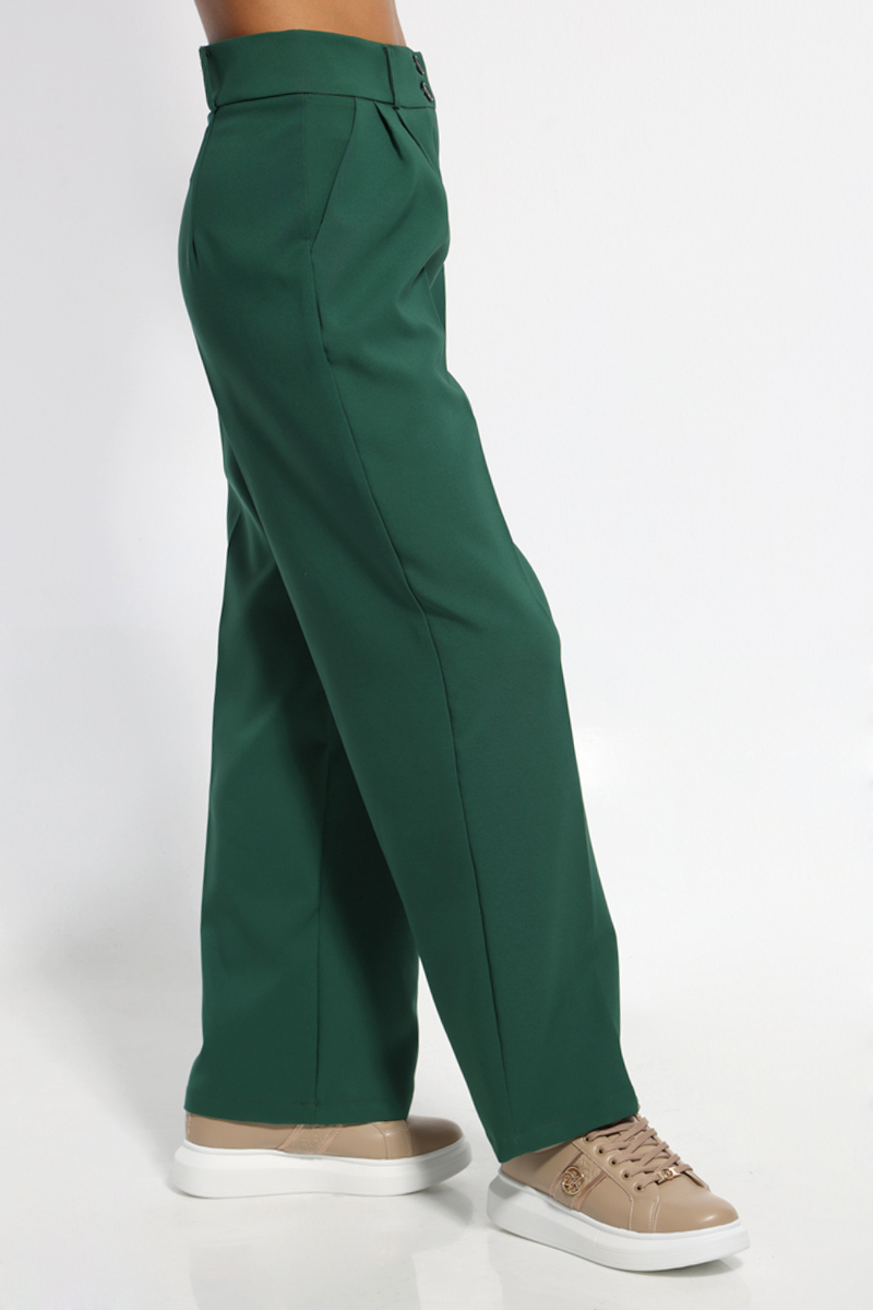 GREEN WIDE PANTS WITH BUTTONS