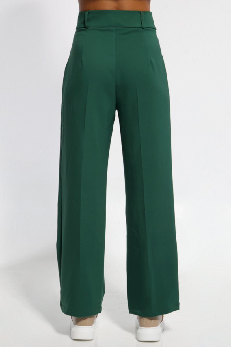 GREEN WIDE PANTS WITH BUTTONS