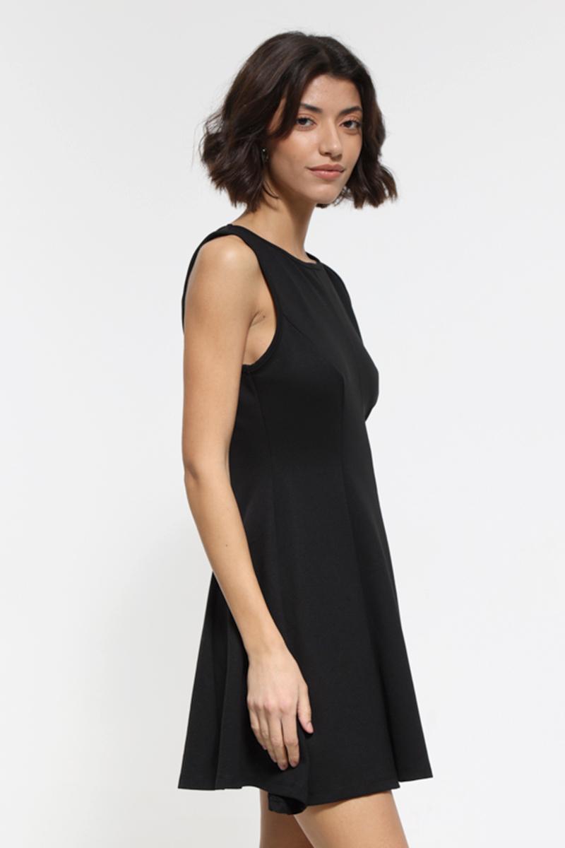 SLEEVELESS BLACK FULL BODY MINI DRESS