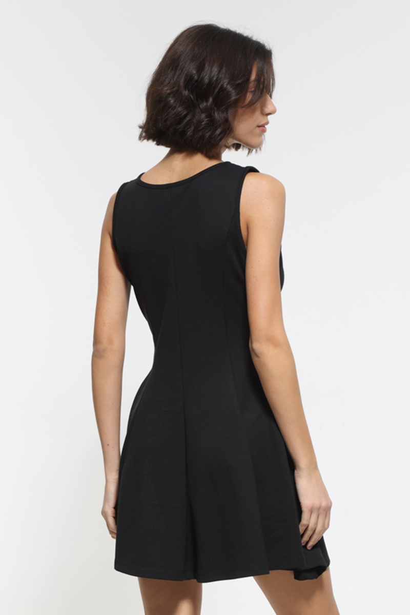 SLEEVELESS BLACK FULL BODY MINI DRESS