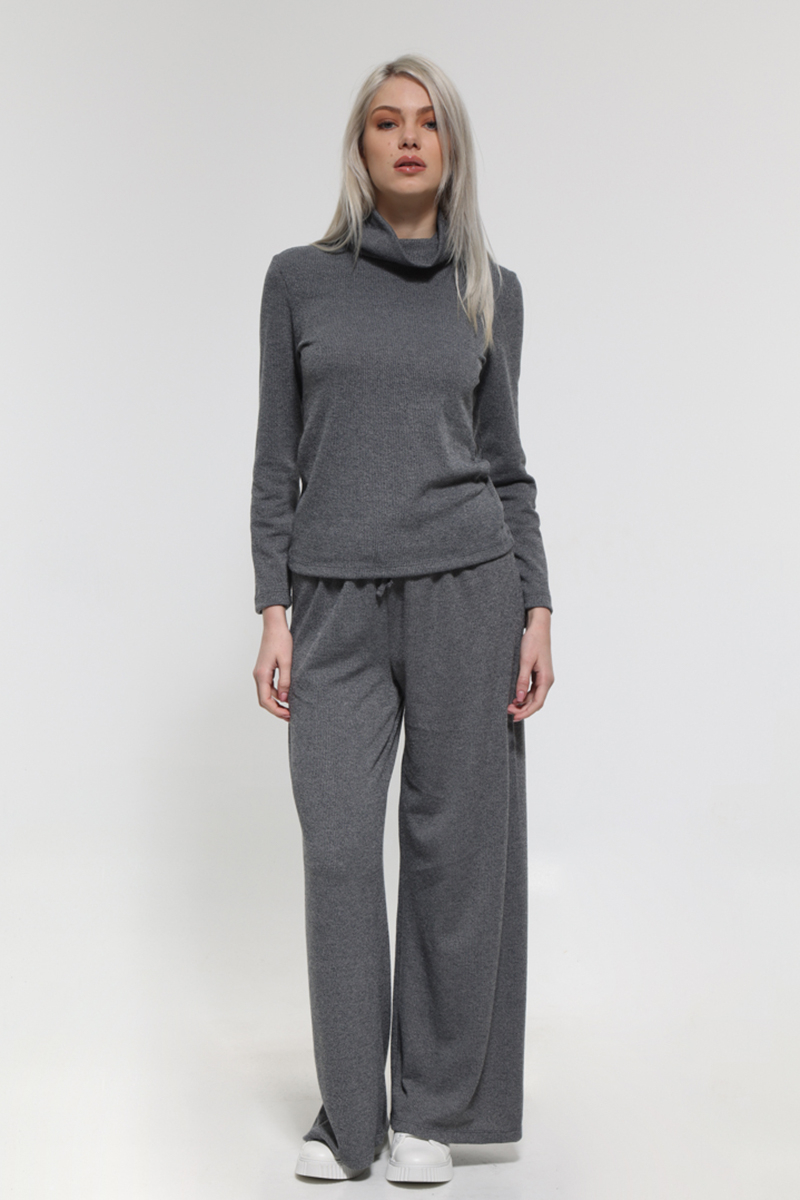 GRAY PANTS WITH ELASTIC WAIST