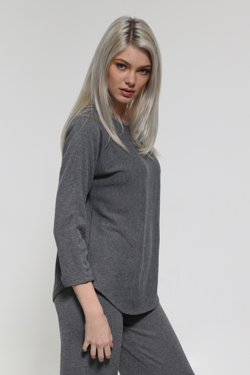 GREY LONG SLEEVE BLOUSE