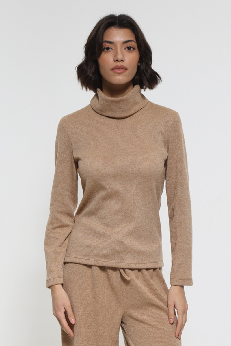 CAMEL ZIVAGO LONG SLEEVE BLOUSE