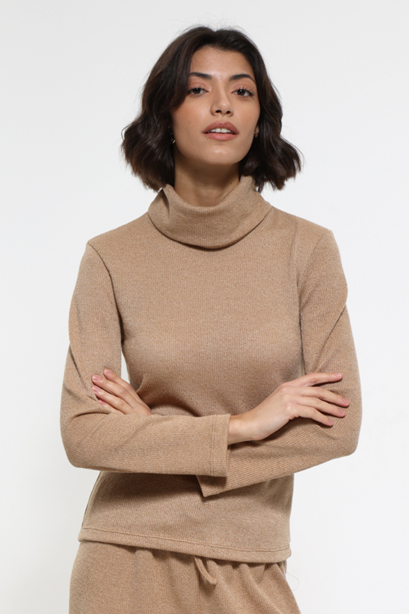 CAMEL ZIVAGO LONG SLEEVE BLOUSE