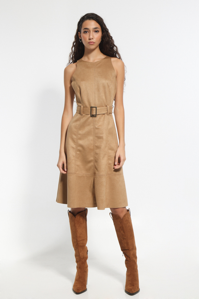 AMANIKO TAMPA MIDI DRESS WITH WAIST BELT