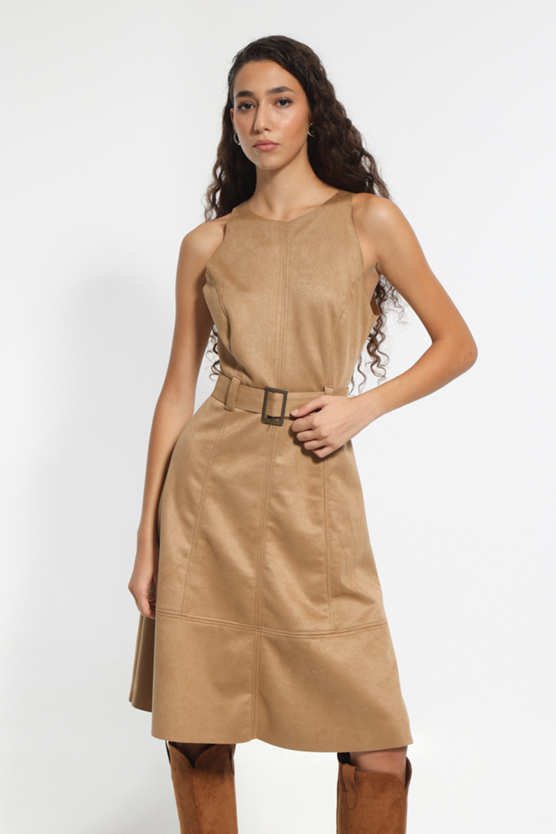 AMANIKO TAMPA MIDI DRESS WITH WAIST BELT