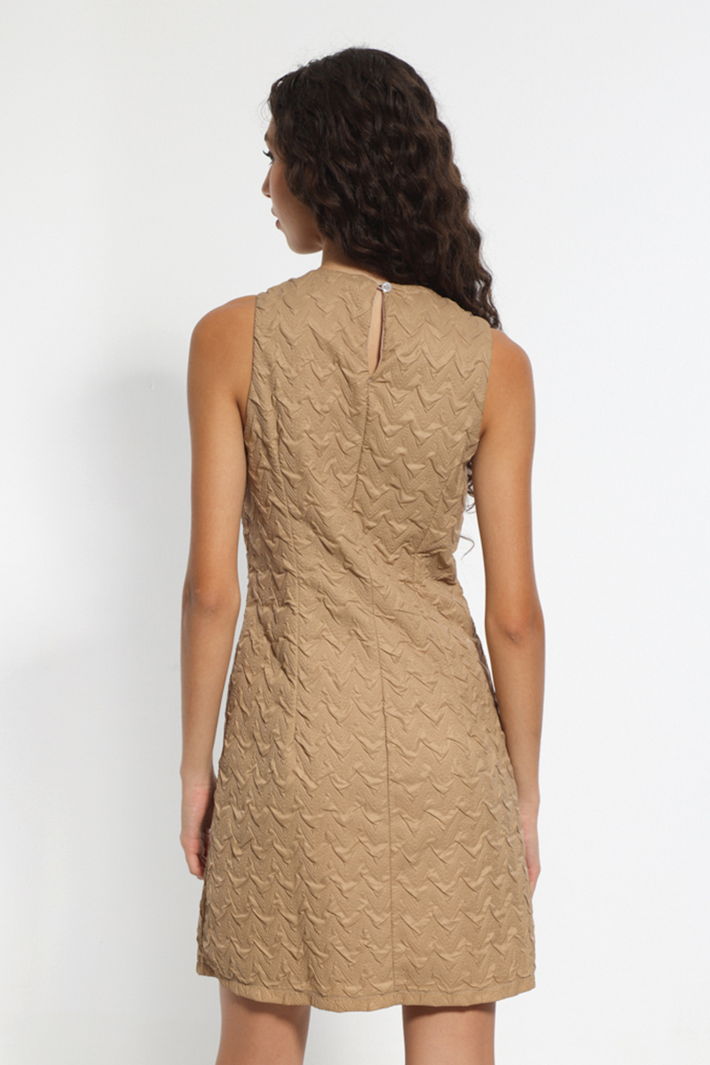 SLEEVELESS CAMEL MINI DRESS